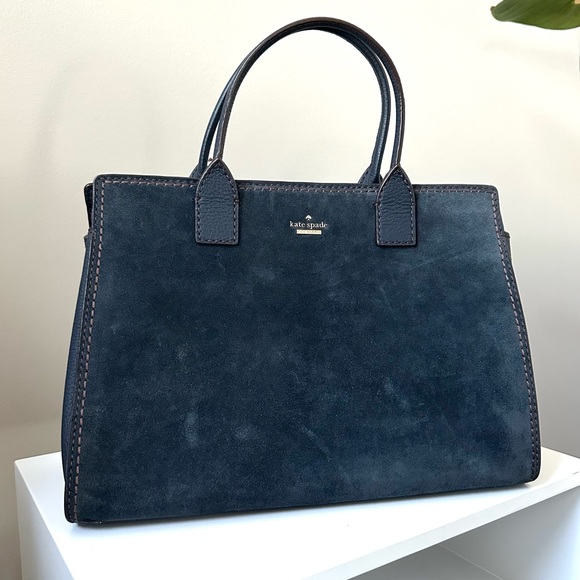 SALE ⭐️ kate spade Dunne Lane Lake Suede Leather Blue Satchel Bag - Picture 11 of 11